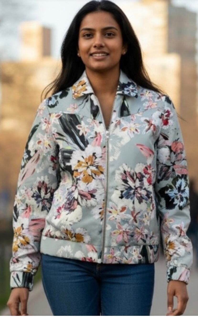 Seen Worn Kept Katoka Hyacinth Floral Bomber Jacket Anthropologie Size 6